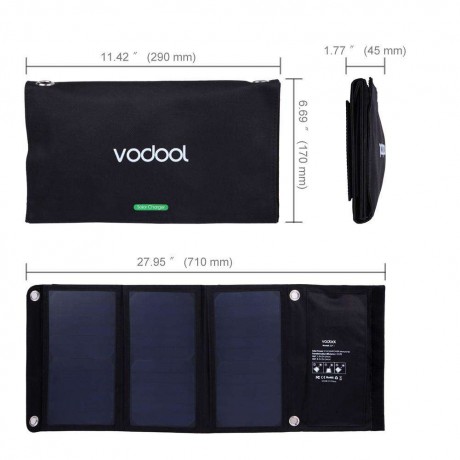 Vodool 21W 2 MIC Ports Solar Charger with SunPower Solar Panel