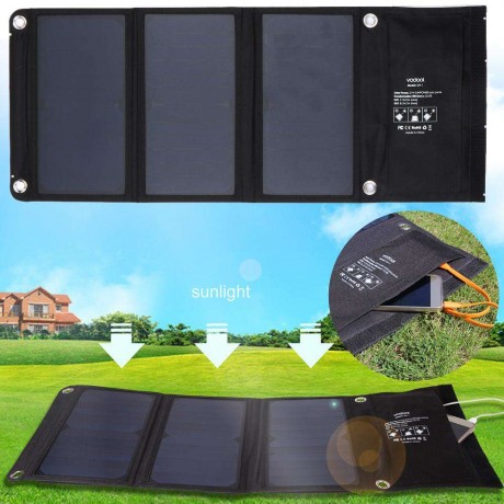 Vodool 21W 2 MIC Ports Solar Charger with SunPower Solar Panel