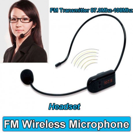 FM Wireless Microphone Headset Megaphone Radio Mic