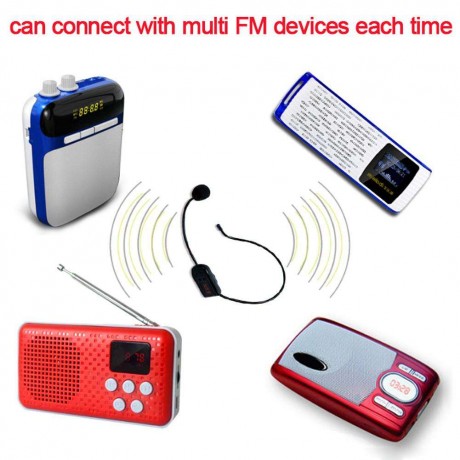 FM Wireless Microphone Headset Megaphone Radio Mic