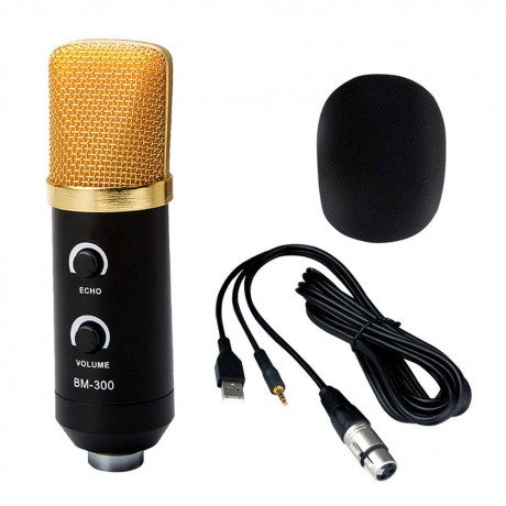 Black 3.5mm USB Microphone Mic Studio Recording with Shock Mount