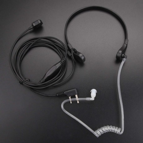 2Pin PTT Throat Mic Covert Acoustic Tube Earpiece Headset for Baofeng UV-5R