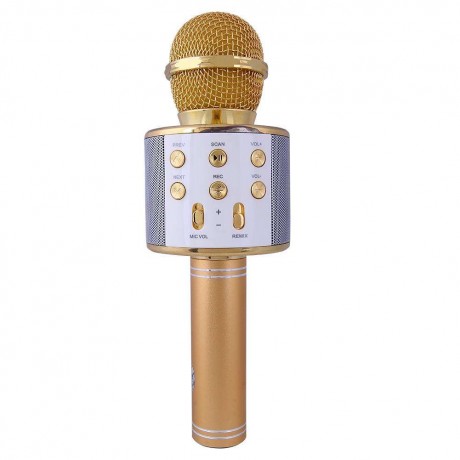 Wireless Bluetooth Karaoke Microphone KTV Mini Portable Speaker Gold