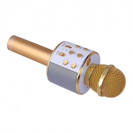 Wireless Bluetooth Karaoke Microphone KTV Mini Portable Speaker Gold