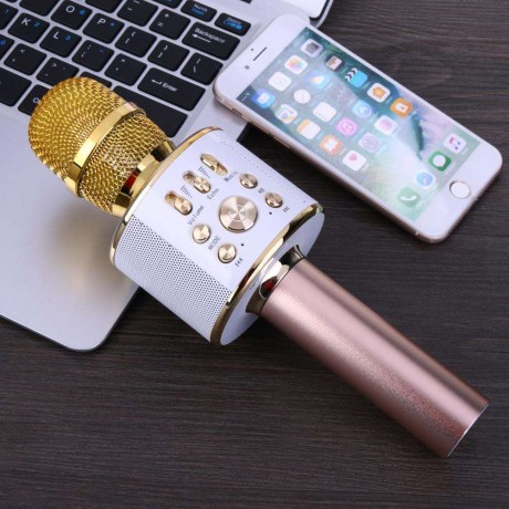 K26 Wireless Bluetooth Karaoke Microphone Audio Phone SpeakerGolden