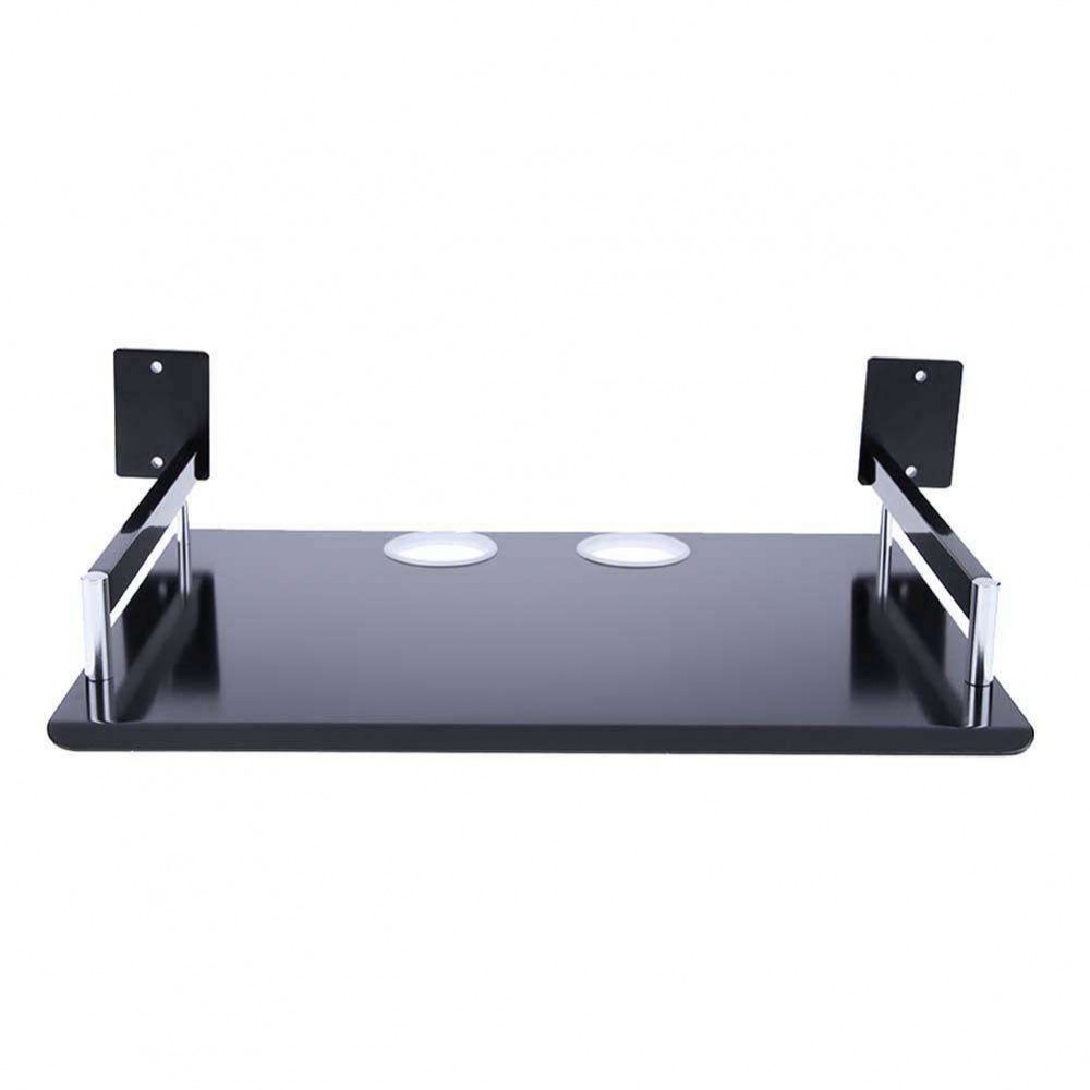 TV Set-top Box Holder Bracket Single Space Aluminum Shelf for Storage Black