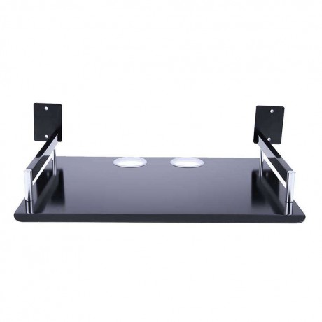 TV Set-top Box Holder Bracket Single Space Aluminum Shelf for Storage Black