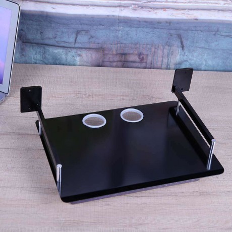 TV Set-top Box Holder Bracket Single Space Aluminum Shelf for Storage Black