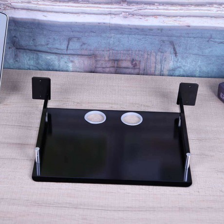 TV Set-top Box Holder Bracket Single Space Aluminum Shelf for Storage Black