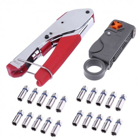 Coaxial Cable Wire Stripper Compression F Connector Crimping Pliers Tool