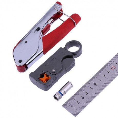 Coaxial Cable Wire Stripper Compression F Connector Crimping Pliers Tool