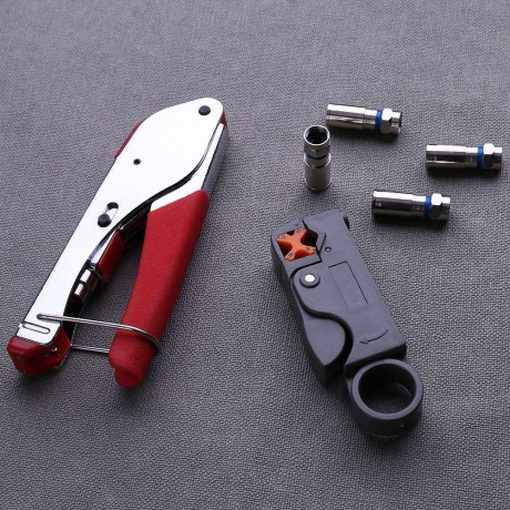 Coaxial Cable Wire Stripper Compression F Connector Crimping Pliers Tool