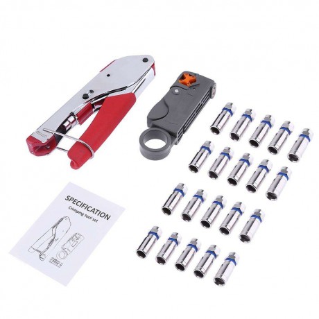 Coaxial Cable Wire Stripper Compression F Connector Crimping Pliers Tool