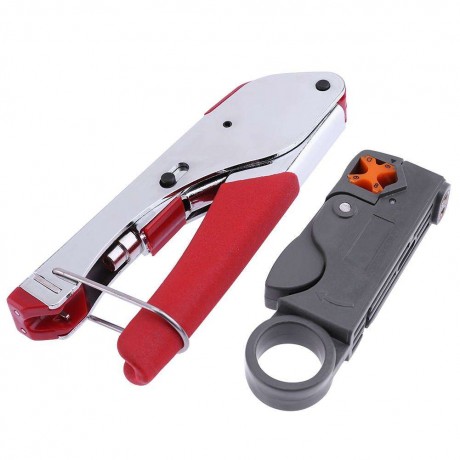 Coaxial Cable Wire Stripper Compression F Connector Crimping Pliers Tool