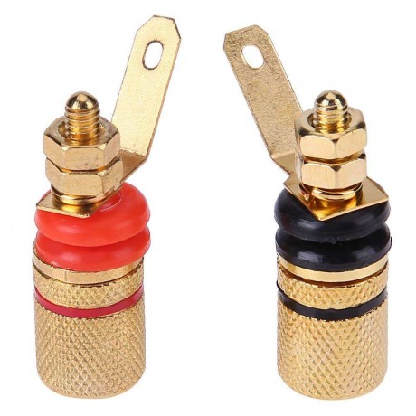 2pcs Gold Plated Speaker Binding Posts Terminal 4mm Sockets for Banana Plug