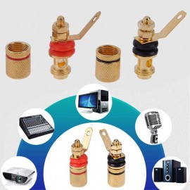 2pcs Gold Plated Speaker Binding Posts Terminal 4mm Sockets for Banana Plug