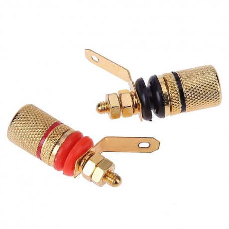 2pcs Gold Plated Speaker Binding Posts Terminal 4mm Sockets for Banana Plug