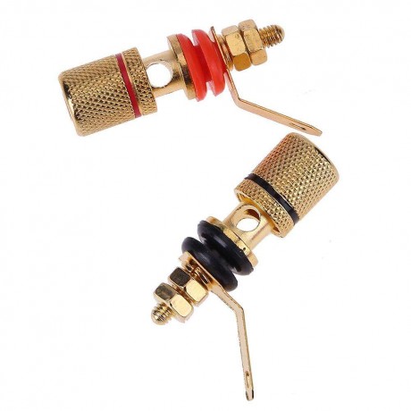 2pcs Gold Plated Speaker Binding Posts Terminal 4mm Sockets for Banana Plug