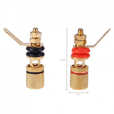 2pcs Gold Plated Speaker Binding Posts Terminal 4mm Sockets for Banana Plug