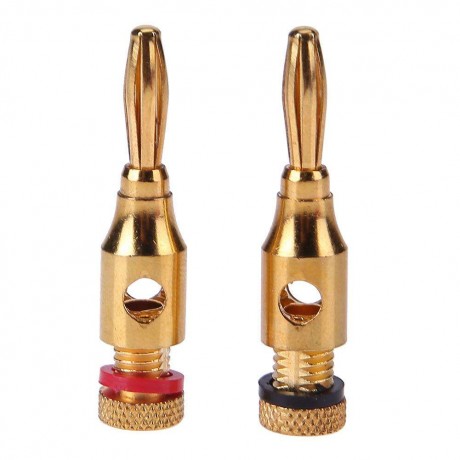 2pcs Gold-plated Banana Plugs Musical Audio Speaker Cable Wire Connectors