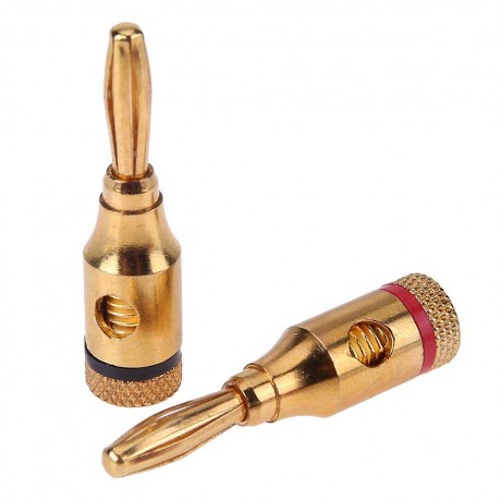 2pcs Gold-plated Banana Plugs Musical Audio Speaker Cable Wire Connectors