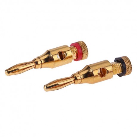 2pcs Gold-plated Banana Plugs Musical Audio Speaker Cable Wire Connectors