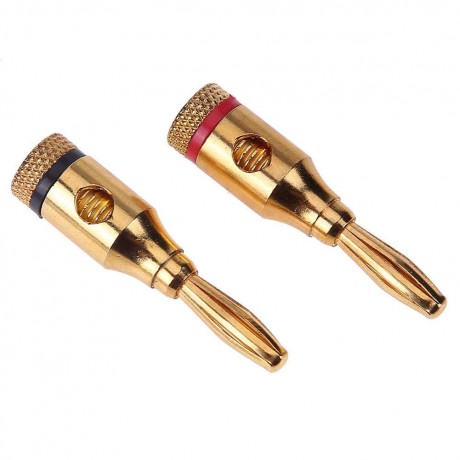 2pcs Gold-plated Banana Plugs Musical Audio Speaker Cable Wire Connectors