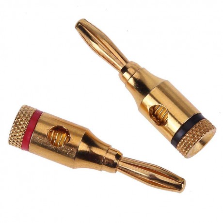 2pcs Gold-plated Banana Plugs Musical Audio Speaker Cable Wire Connectors