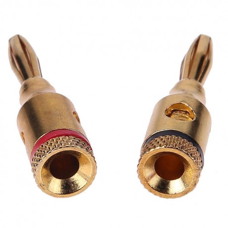 2pcs Gold-plated Banana Plugs Musical Audio Speaker Cable Wire Connectors