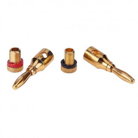 2pcs Gold-plated Banana Plugs Musical Audio Speaker Cable Wire Connectors