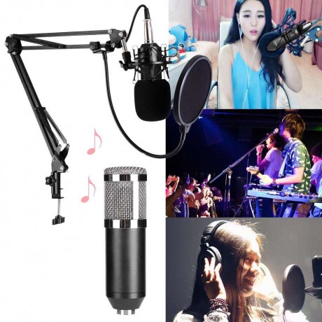 BM800 Dynamic Condenser Wired Microphone Sound Studio for SingingBlack