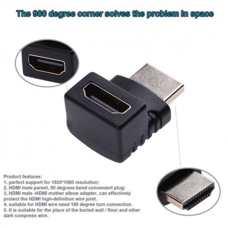 1080P HDMI Male to Female Right Angle 90 Degree Elbow Video AV Adapter