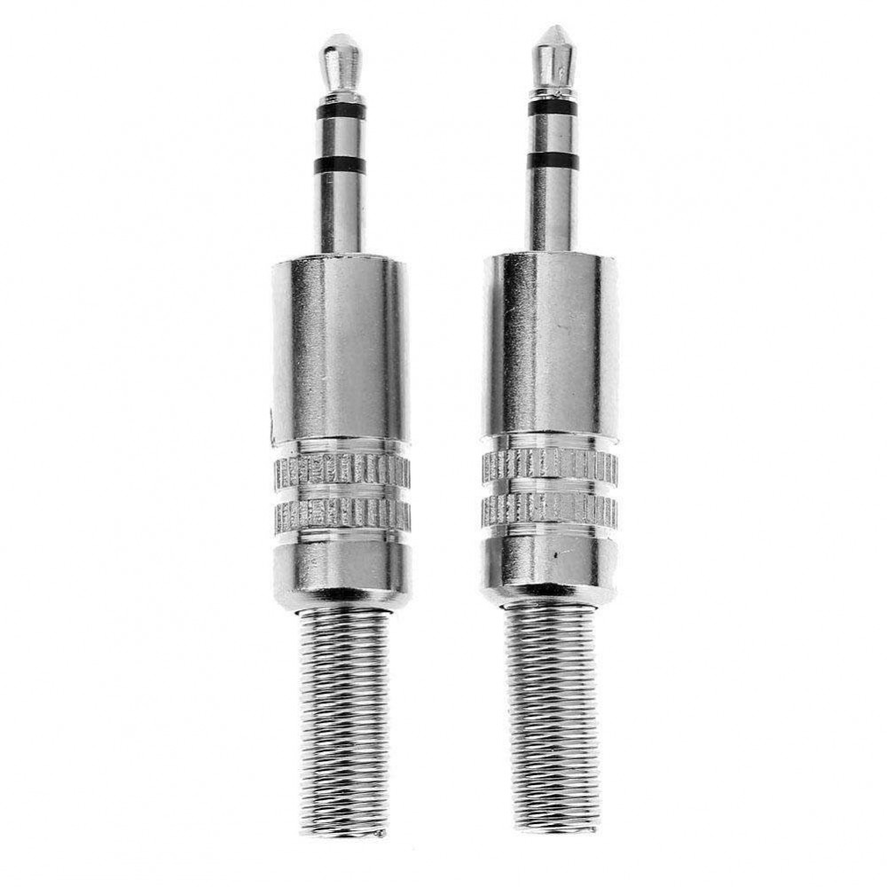 2pcs 3.5mm 18in Stereo Male Audio TRS Plated Jack Plug Adapter Connectors