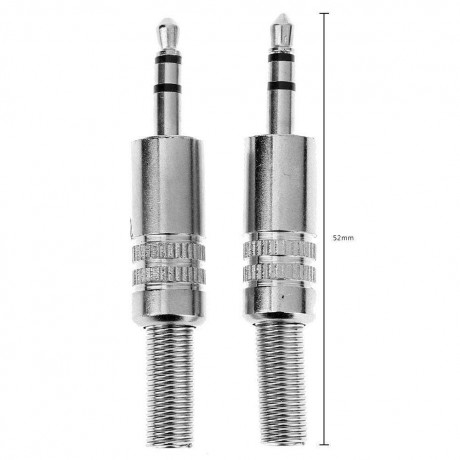 2pcs 3.5mm 18in Stereo Male Audio TRS Plated Jack Plug Adapter Connectors