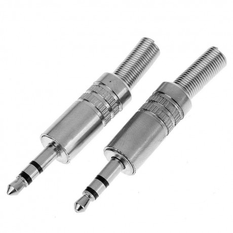 2pcs 3.5mm 18in Stereo Male Audio TRS Plated Jack Plug Adapter Connectors