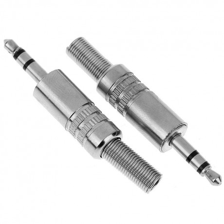 2pcs 3.5mm 18in Stereo Male Audio TRS Plated Jack Plug Adapter Connectors