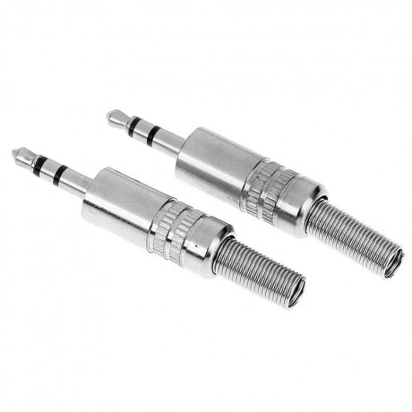 2pcs 3.5mm 18in Stereo Male Audio TRS Plated Jack Plug Adapter Connectors