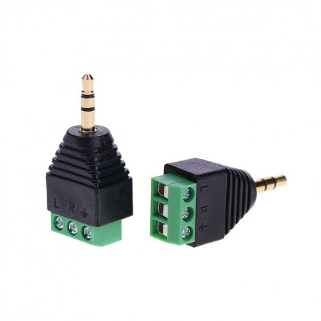 2pcs 3.5mm to Dual Channel Terminal Audio Male Plug Connectors Adapters