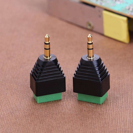 2pcs 3.5mm to Dual Channel Terminal Audio Male Plug Connectors Adapters