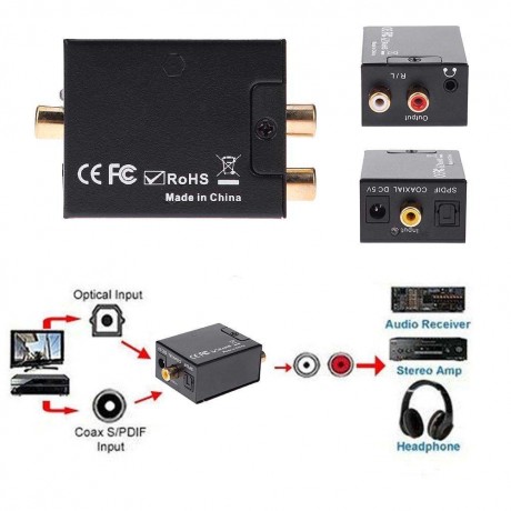 Optical Coaxial Toslink Signal Digital to Analog Audio Decoder Converter