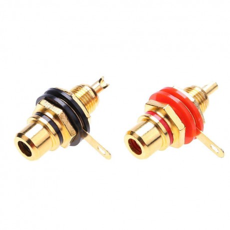 2pcs RCA Female Socket Connectors Chassis Panel Mount Adapters Audio Plugs