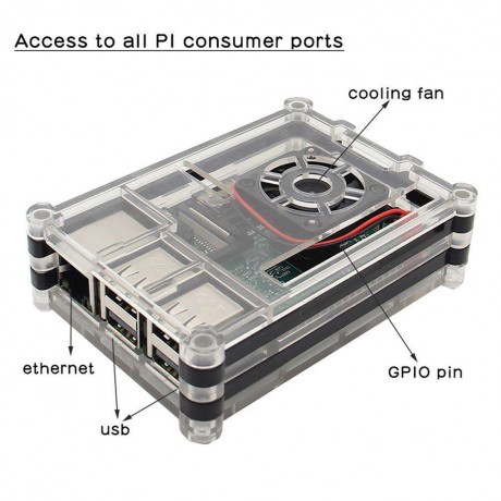 5 Layer ABS Case Enclosure Box Holder for 3 Model B 2BBlack