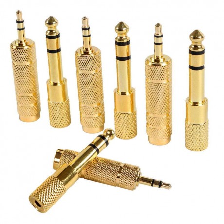 Gold 3.5mm to 6.5mm Female to Male Stereo Headphone Jack Audio Adapter Kit