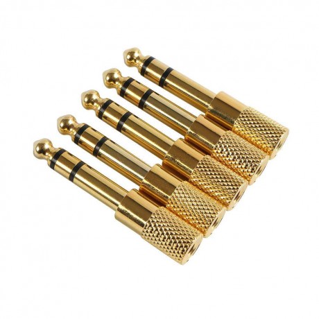 Gold 3.5mm to 6.5mm Female to Male Stereo Headphone Jack Audio Adapter Kit