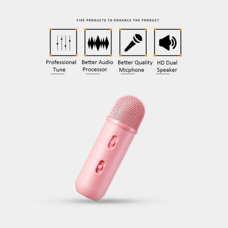 Xii Wireless B1 Condenser Karaoke Microphone Handheld Record Music Pink