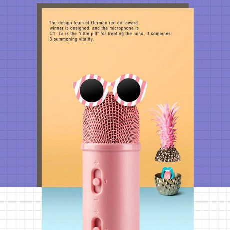 Xii Wireless B1 Condenser Karaoke Microphone Handheld Record Music Pink