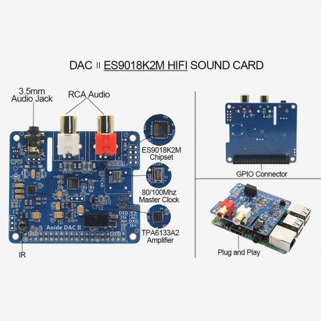 DAC II Hifi Sound Card Expansion Board ES9018K2M Main Chip