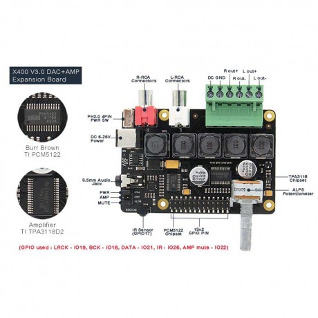 X400 V3.0 DACAMP Audio Expansion Board Motor Control Shield