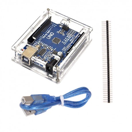 Arduino ATmega328P CH340G UNO R3 Board  USB Cable Acrylic Box Case Kit