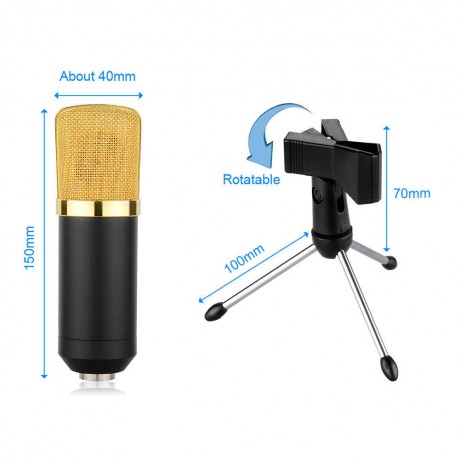 USB Cardioid Condenser Sound Recording Broadc-asting Microphone  Stand